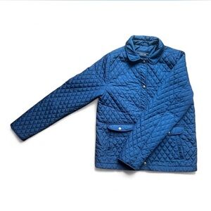 Lands End Girls XL (16)  Blue Quilted Snap Button winter Jacket